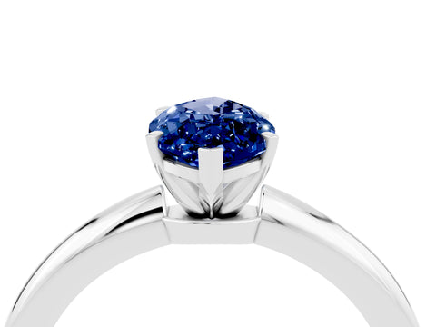 White gold Marquise Cut Blue Sapphire Solitaire Ring with Six-Prong Setting and Classic Band_4