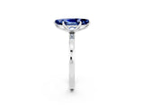 White gold Marquise Cut Blue Sapphire Solitaire Ring with Thin Band and Prong Setting_14
