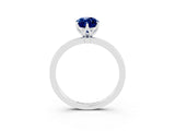 White gold Marquise Cut Blue Sapphire Solitaire Ring with Thin Band and Prong Setting_15
