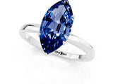 White gold Marquise Cut Blue Sapphire Solitaire Ring with Thin Band and Prong Setting_19