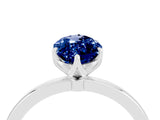 White gold Marquise Cut Blue Sapphire Solitaire Ring with Thin Band and Prong Setting_22