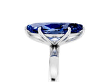White gold Marquise Cut Blue Sapphire Solitaire Ring with Thin Band and Prong Setting_23