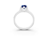 White gold Marquise Cut Blue Sapphire Solitaire Ring with Wide Band and Prong Setting_3