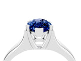 White gold Marquise Cut Blue Sapphire Solitaire Ring with Wide Band and Prong Setting_4