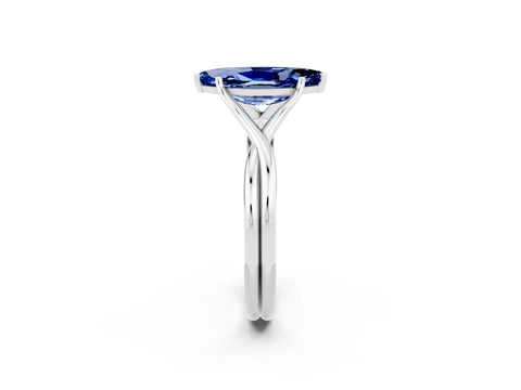 White gold Marquise Cut Blue Sapphire Solitaire Twist Band Prong Setting Ring_50