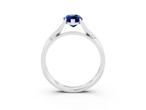 White gold Marquise Cut Blue Sapphire Solitaire Twist Band Prong Setting Ring_51