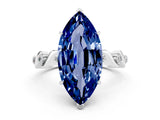 White gold Marquise Cut Blue Sapphire Solitaire Twisted Band with Round  Accents and Prong Setting_31