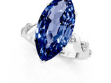 White gold Marquise Cut Blue Sapphire Solitaire Twisted Band with Round  Accents and Prong Setting_31