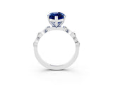 White gold Marquise Cut Blue Sapphire Solitaire Twisted Band with Round  Accents and Prong Setting_34