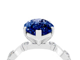 White gold Marquise Cut Blue Sapphire Solitaire Twisted Band with Round  Accents and Prong Setting_35