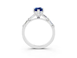 White gold Marquise Cut Blue Sapphire Solitaire with Side Baguettes and Channel Set Band_3