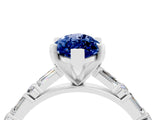 White gold Marquise Cut Blue Sapphire Solitaire with Side Baguettes and Channel Set Band_4