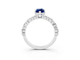 White gold Marquise Cut Blue Sapphire Solitaire with Side Stones, Pave Band, Four-Prong Setting_39