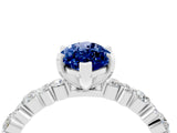 White gold Marquise Cut Blue Sapphire Solitaire with Side Stones, Pave Band, Four-Prong Setting_40