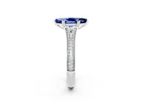 White gold Marquise Cut Blue Sapphire Split Shank Engagement Ring with Pavé Band_2