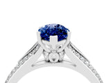 White gold Marquise Cut Blue Sapphire Split Shank Engagement Ring with Pavé Band_4