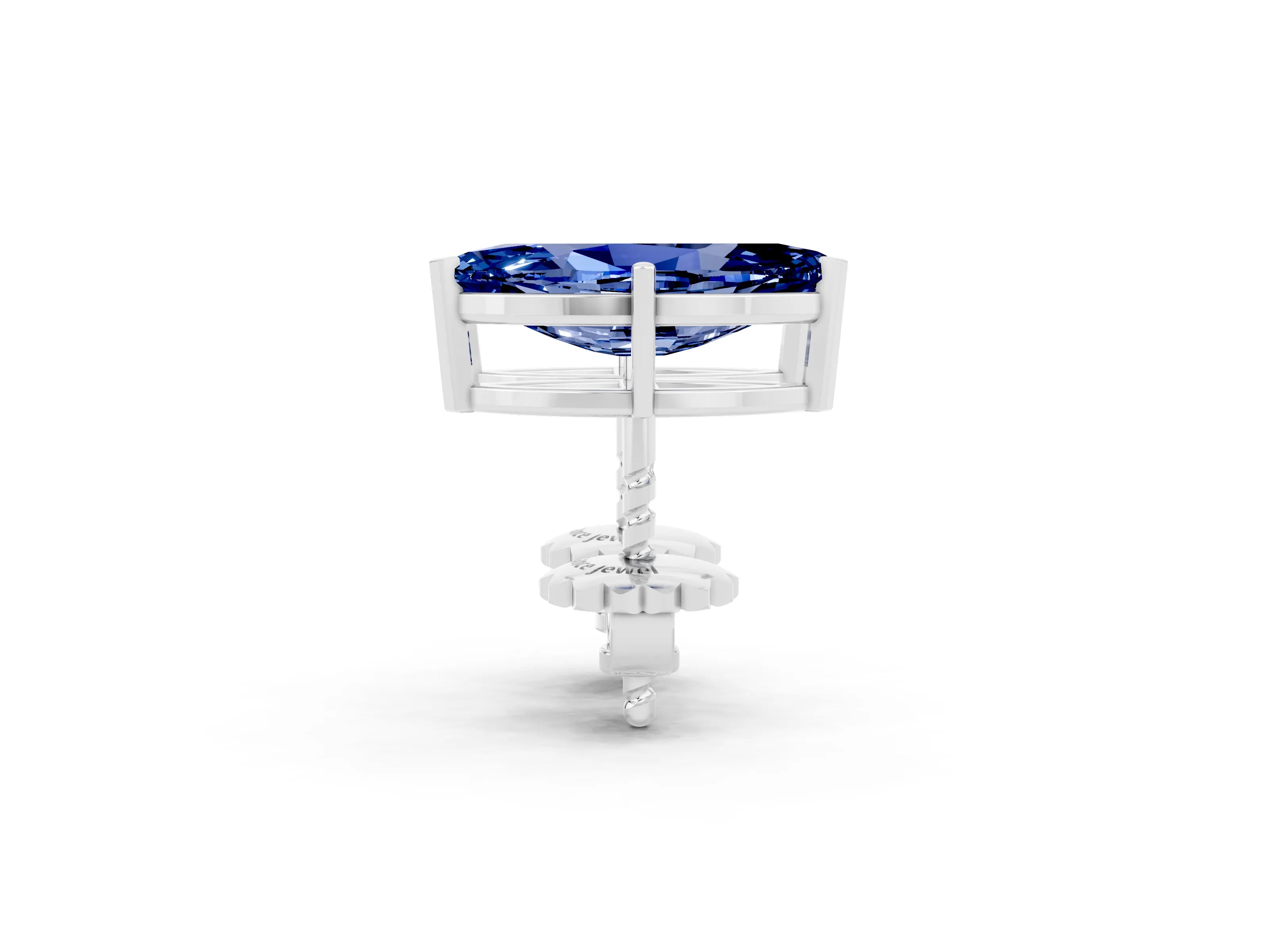 White gold Marquise Cut Blue Sapphire Stud Earrings_31