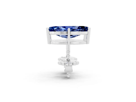 White gold Marquise Cut Blue Sapphire Stud Earrings_31