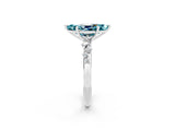 White gold Marquise Cut Blue Topaz Cluster Side Stone Solitaire Ring with Prong Setting_26