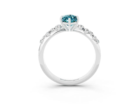 White gold Marquise Cut Blue Topaz Cluster Side Stone Solitaire Ring with Prong Setting_27
