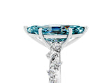 White gold Marquise Cut Blue Topaz Cluster Side Stone Solitaire Ring with Prong Setting_29