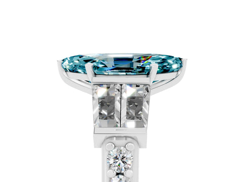 White gold Marquise Cut Blue Topaz Engagement Ring with Baguette Side Stones and Channel Set Band_5