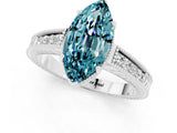 White gold Marquise Cut Blue Topaz Engagement Ring with Milgrain Channel Set Band and Prong Setting_1