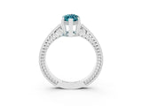 White gold Marquise Cut Blue Topaz Engagement Ring with Milgrain Channel Set Band and Prong Setting_3