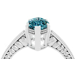 White gold Marquise Cut Blue Topaz Engagement Ring with Milgrain Channel Set Band and Prong Setting_4