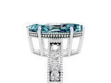 White gold Marquise Cut Blue Topaz Engagement Ring with Milgrain Channel Set Band and Prong Setting_5