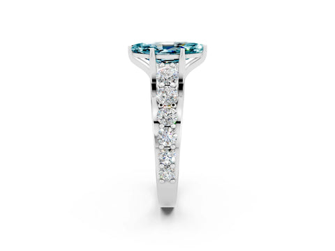 White gold Marquise Cut Blue Topaz Engagement Ring with Pavé Band and Four-Prong Setting_2