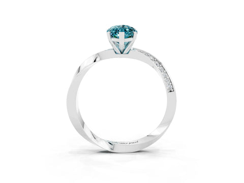 White gold Marquise Cut Blue Topaz Engagement Ring with Side Stone Accents and Four-Prong Setting_30