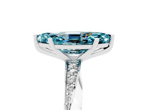 White gold Marquise Cut Blue Topaz Engagement Ring with Side Stone Accents and Four-Prong Setting_32