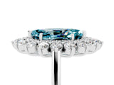 White gold Marquise Cut Blue Topaz Floral Double Halo Engagement Ring with Prong Setting_125