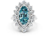 White gold Marquise Cut Blue Topaz Floral Double Halo Engagement Ring with Prong Setting_37