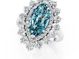 White gold Marquise Cut Blue Topaz Floral Double Halo Engagement Ring with Prong Setting_37