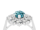 White gold Marquise Cut Blue Topaz Floral Double Halo Engagement Ring with Prong Setting_40