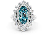 White gold Marquise Cut Blue Topaz Floral Double Halo Engagement Ring with Prong Setting_60