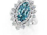White gold Marquise Cut Blue Topaz Floral Double Halo Engagement Ring with Prong Setting_61