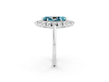 White gold Marquise Cut Blue Topaz Floral Double Halo Engagement Ring with Prong Setting_62
