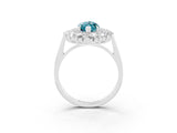 White gold Marquise Cut Blue Topaz Floral Double Halo Engagement Ring with Prong Setting_63