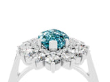 White gold Marquise Cut Blue Topaz Floral Double Halo Engagement Ring with Prong Setting_64