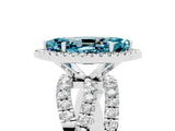 White gold Marquise Cut Blue Topaz Halo Ring with Round Split Shank and Prong Setting_65