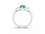 White gold Marquise Cut Blue Topaz Halo Ring with Tapered Band and Four-Prong Setting_3