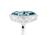 White gold Marquise Cut Blue Topaz Halo Ring with Tapered Band and Four-Prong Setting_5