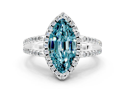 White gold Marquise Cut Blue Topaz Halo Split Shank Engagement Ring_12