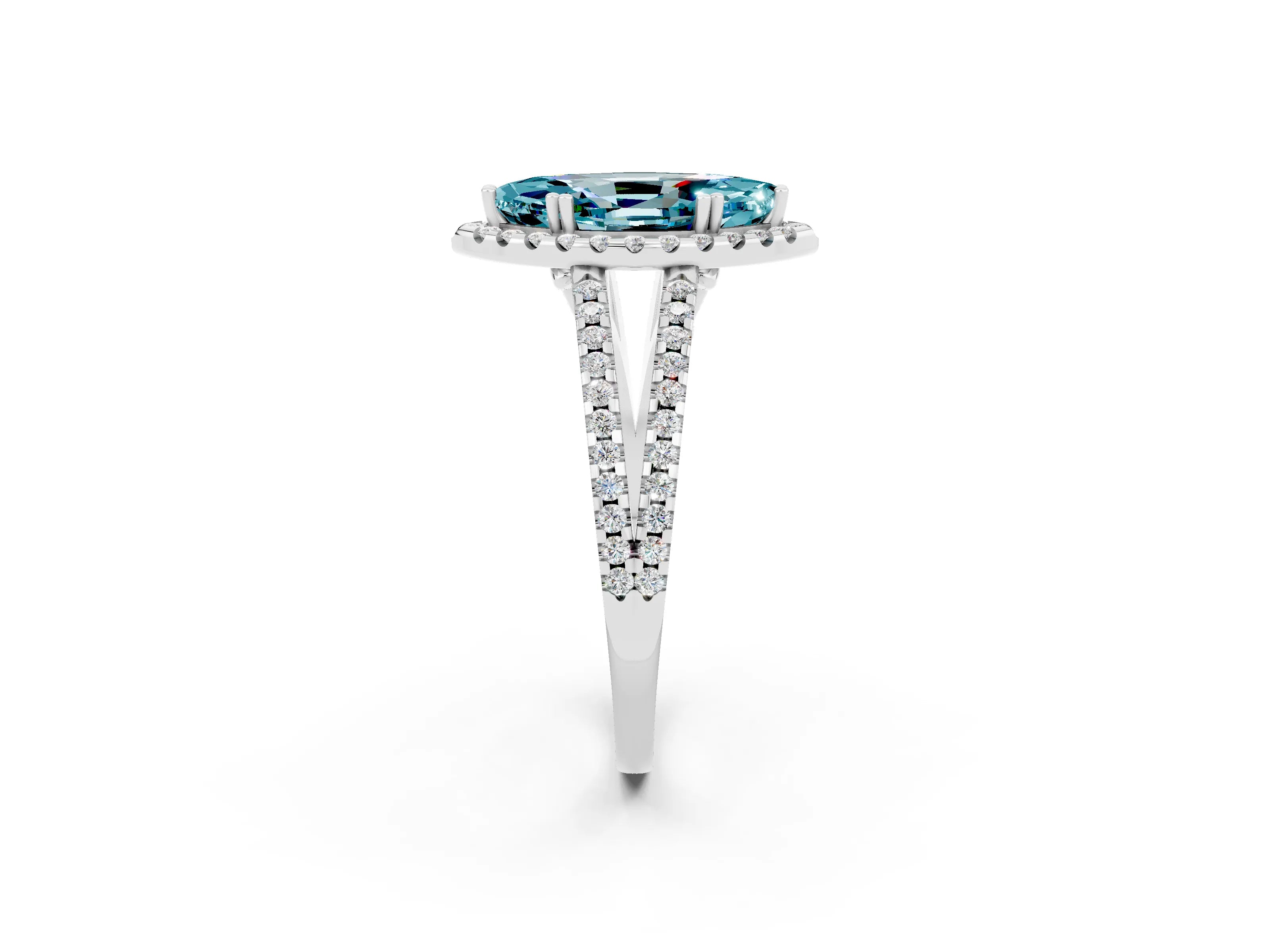 White gold Marquise Cut Blue Topaz Halo Split Shank Engagement Ring_14