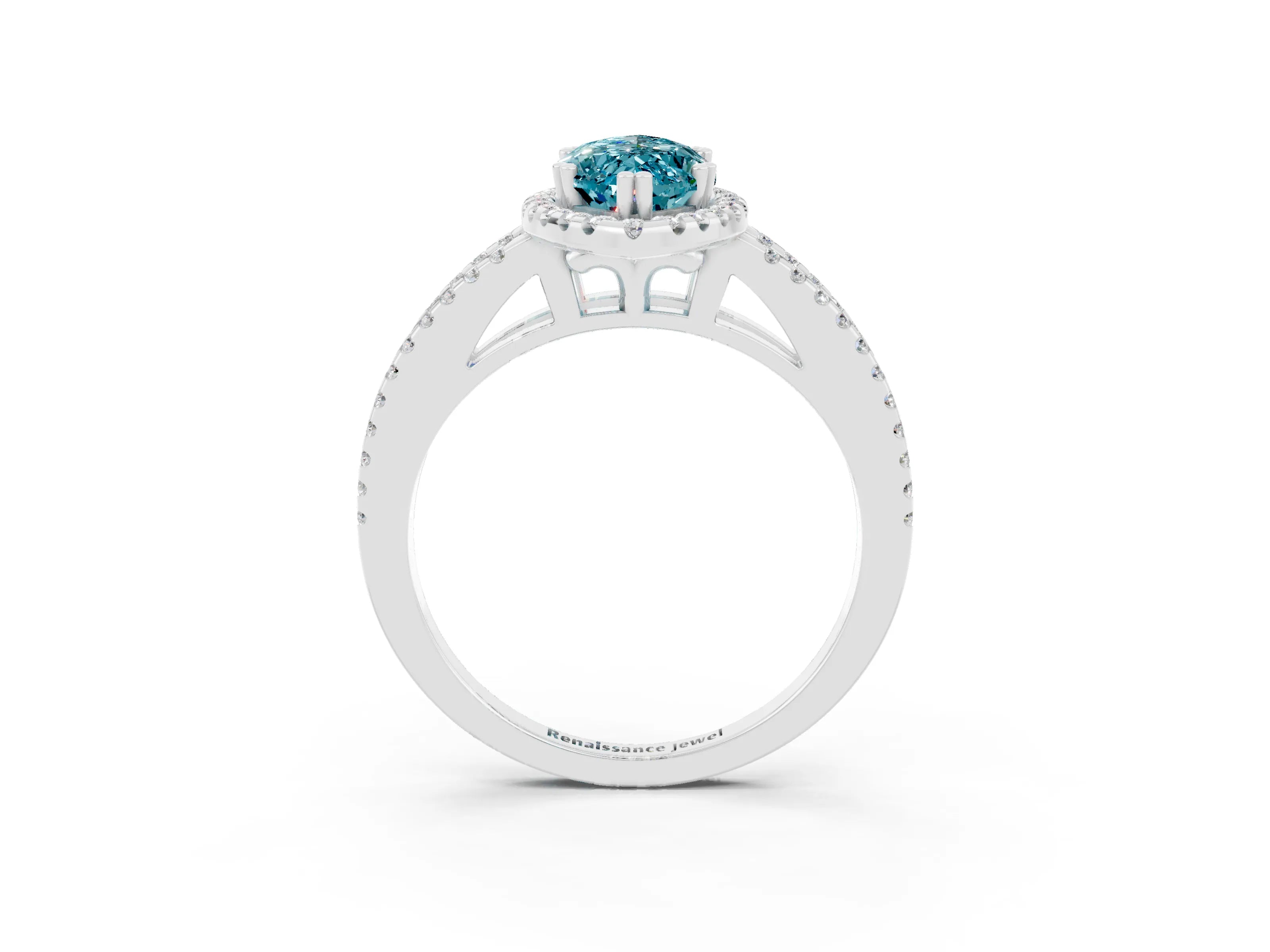 White gold Marquise Cut Blue Topaz Halo Split Shank Engagement Ring_15