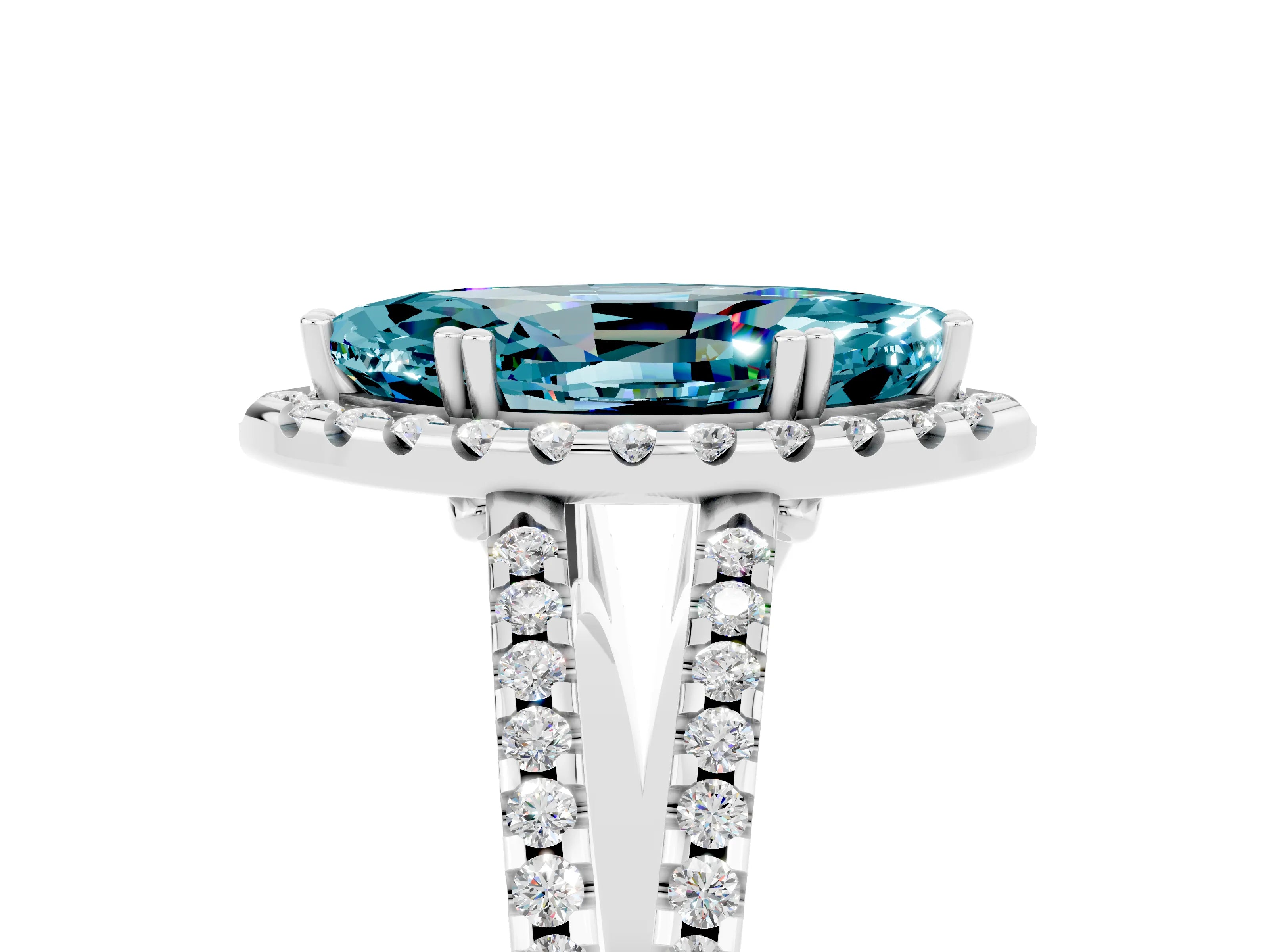 White gold Marquise Cut Blue Topaz Halo Split Shank Engagement Ring_17