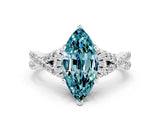 White gold Marquise Cut Blue Topaz  Halo Twist Band Solitaire Prong Setting Ring_24